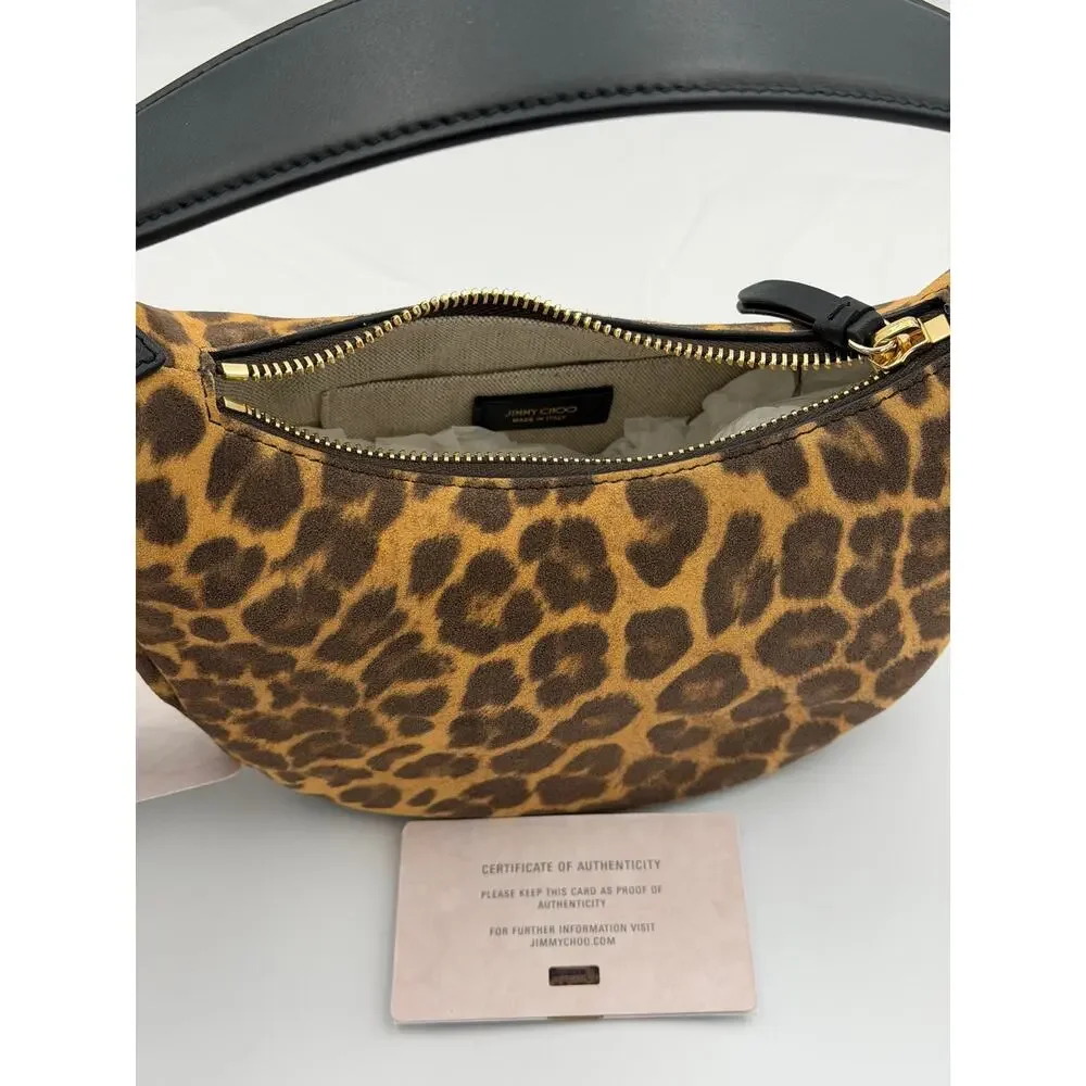 Rare Jimmy Choo Hobo Leopard Print Suede Shoulder Bag
